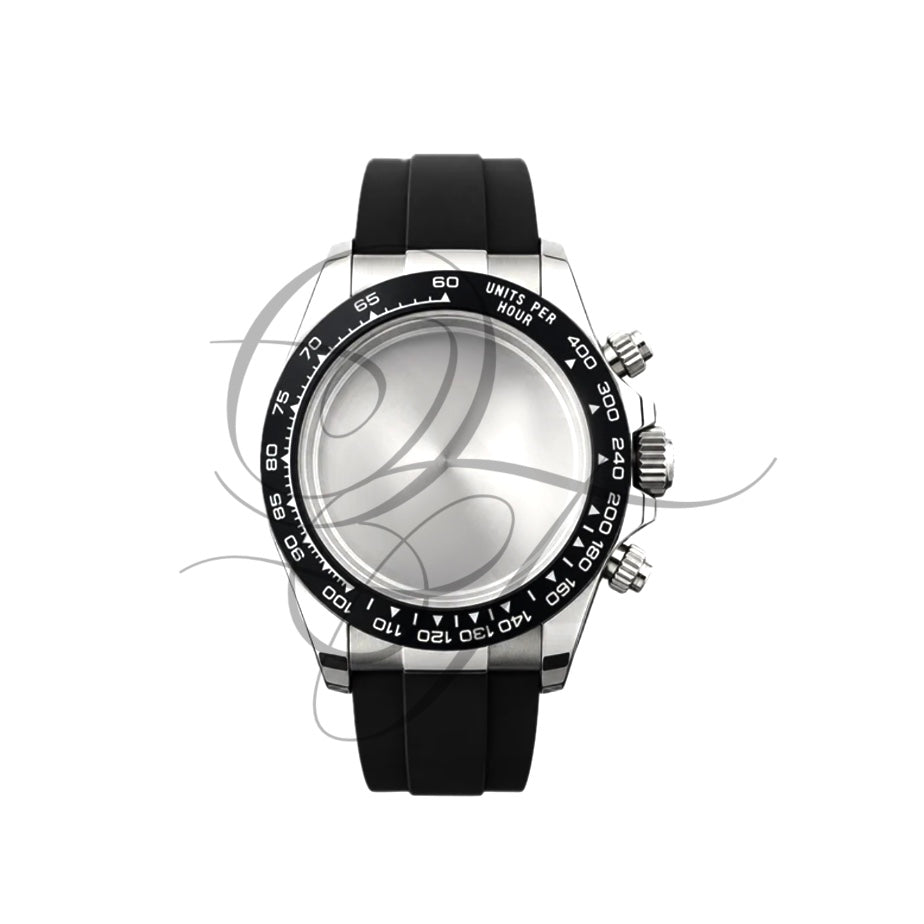 Seikona Case Black Band for VK63 Mod: Oyster Style Black Ceramic Bezel