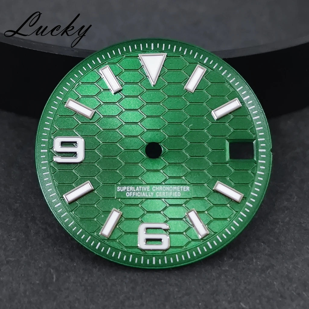 28.5mm Watch Dial Green Lume NH35