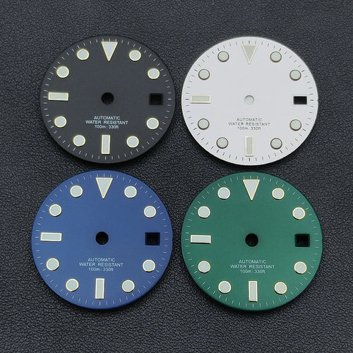 Manbushijie 28.5mm black white green blue  luminous dial fit NH35 ETA 2824 2836 Miyota 8215 821A Mingzhu DG2813 3804 movement