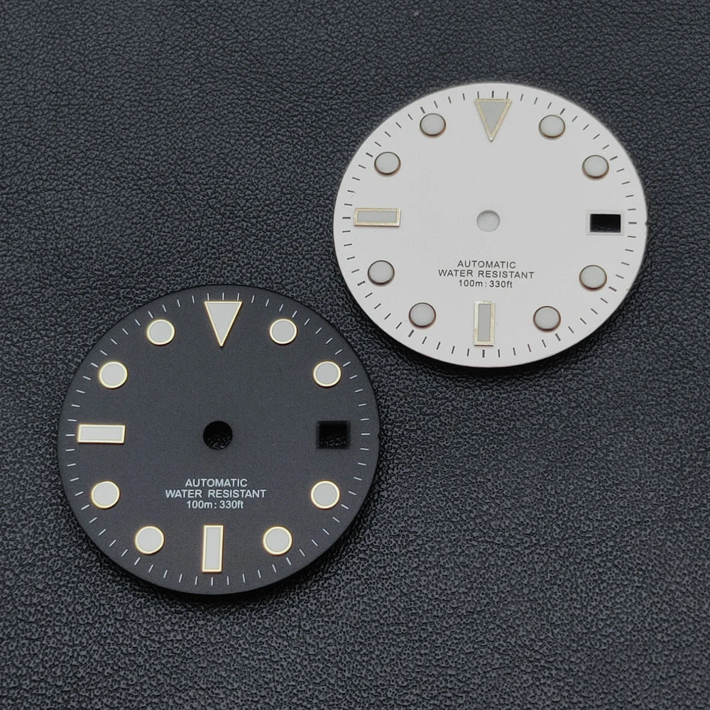 Manbushijie 28.5mm black white green blue  luminous dial fit NH35 ETA 2824 2836 Miyota 8215 821A Mingzhu DG2813 3804 movement