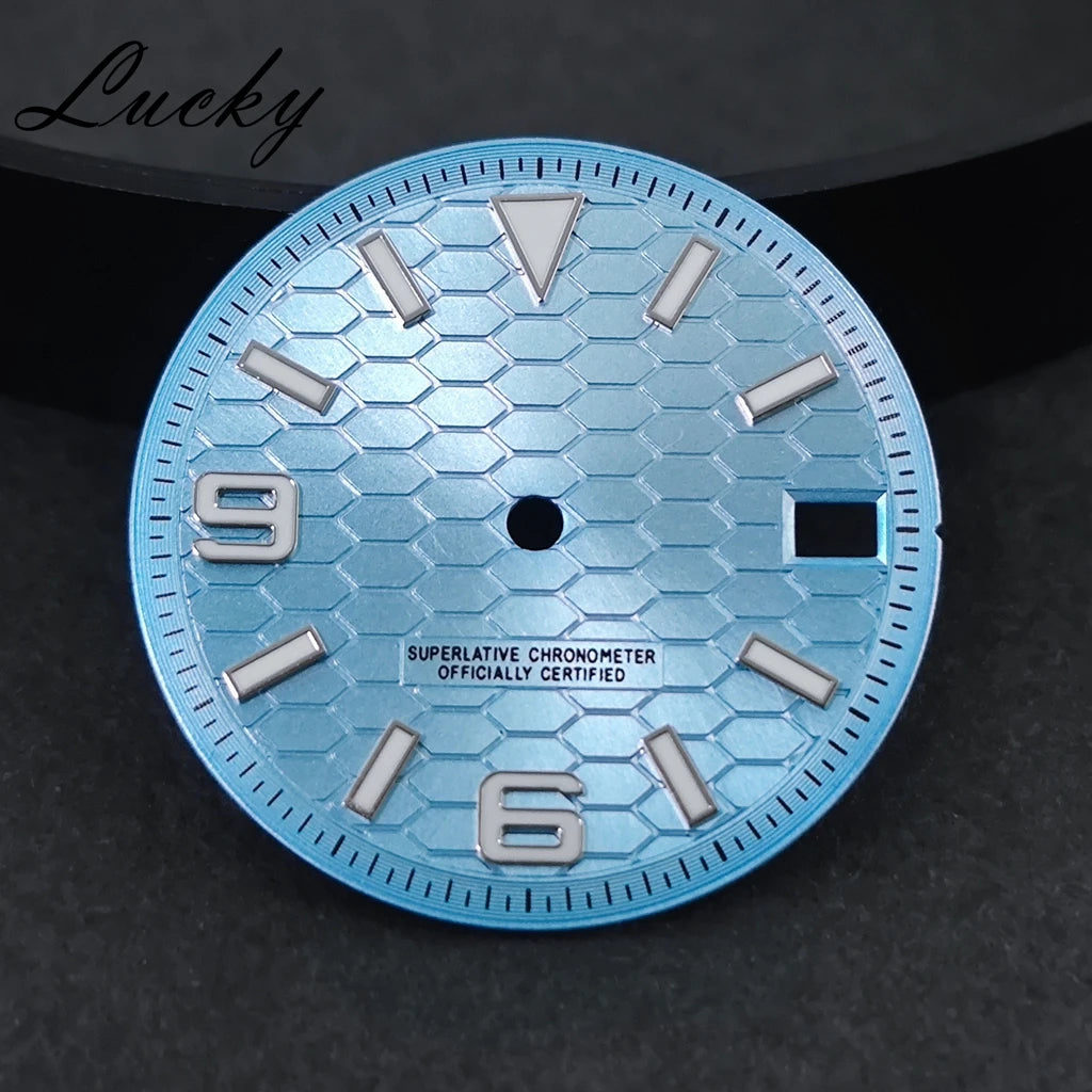 28.5mm Watch Dial Green Lume NH35