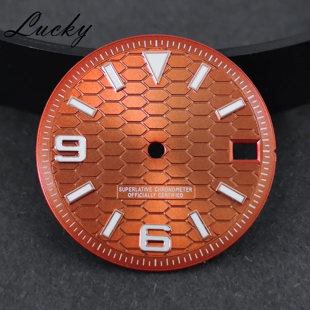 28.5mm Watch Dial Green Lume NH35