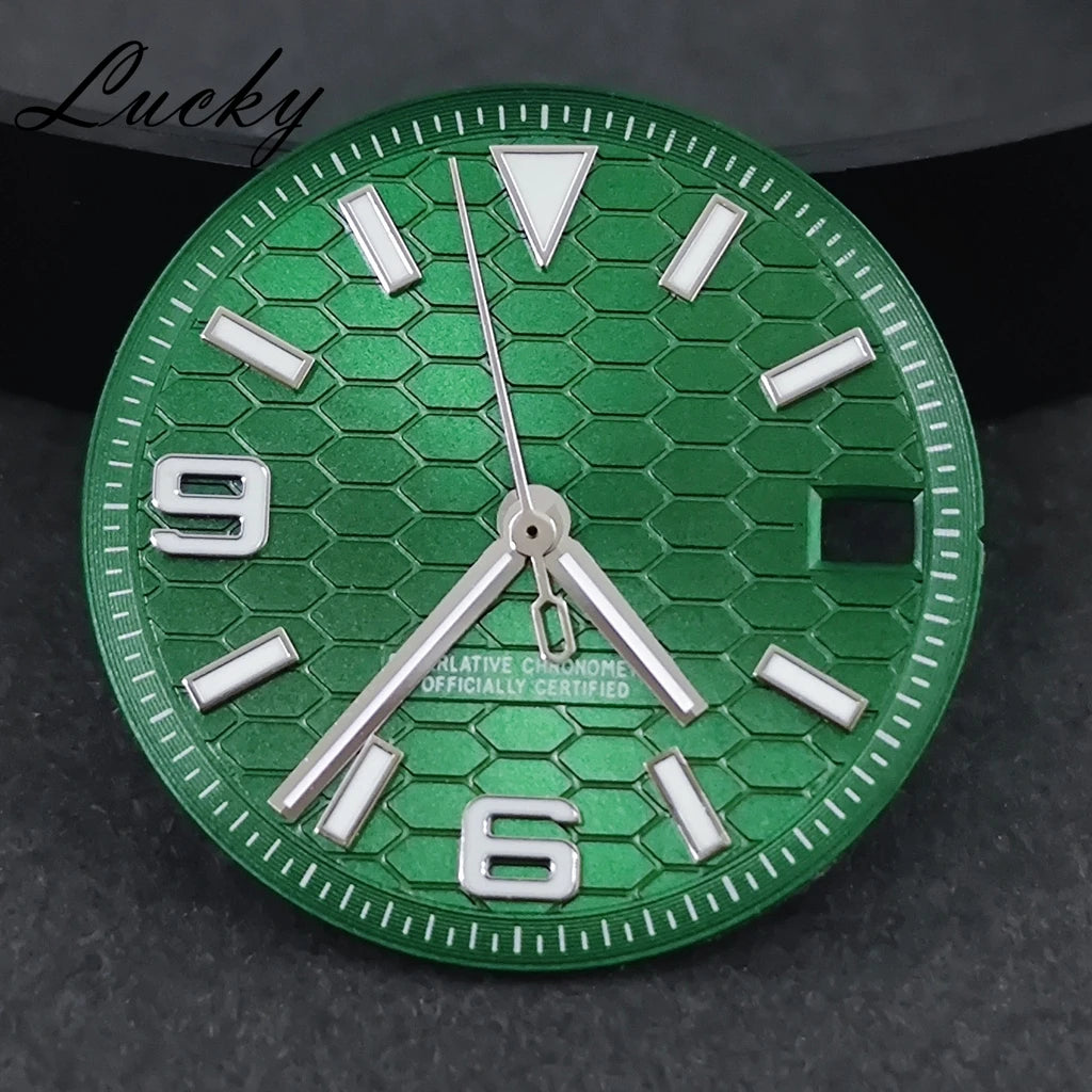 28.5mm Watch Dial Green Lume NH35