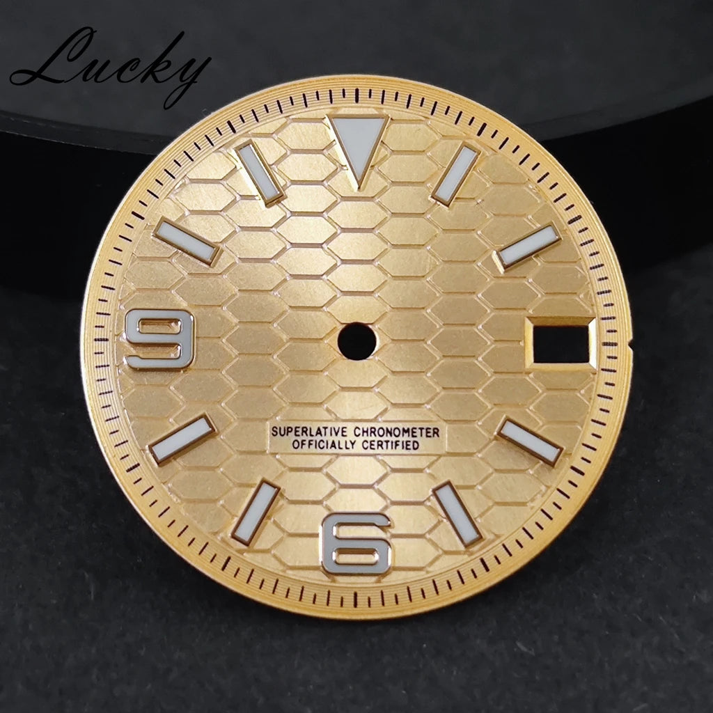 28.5mm Watch Dial Green Lume NH35
