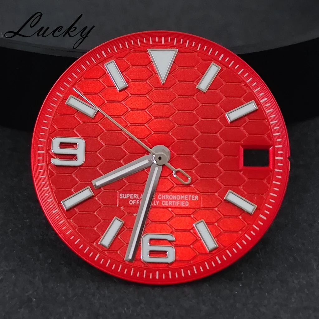 28.5mm Watch Dial Green Lume NH35