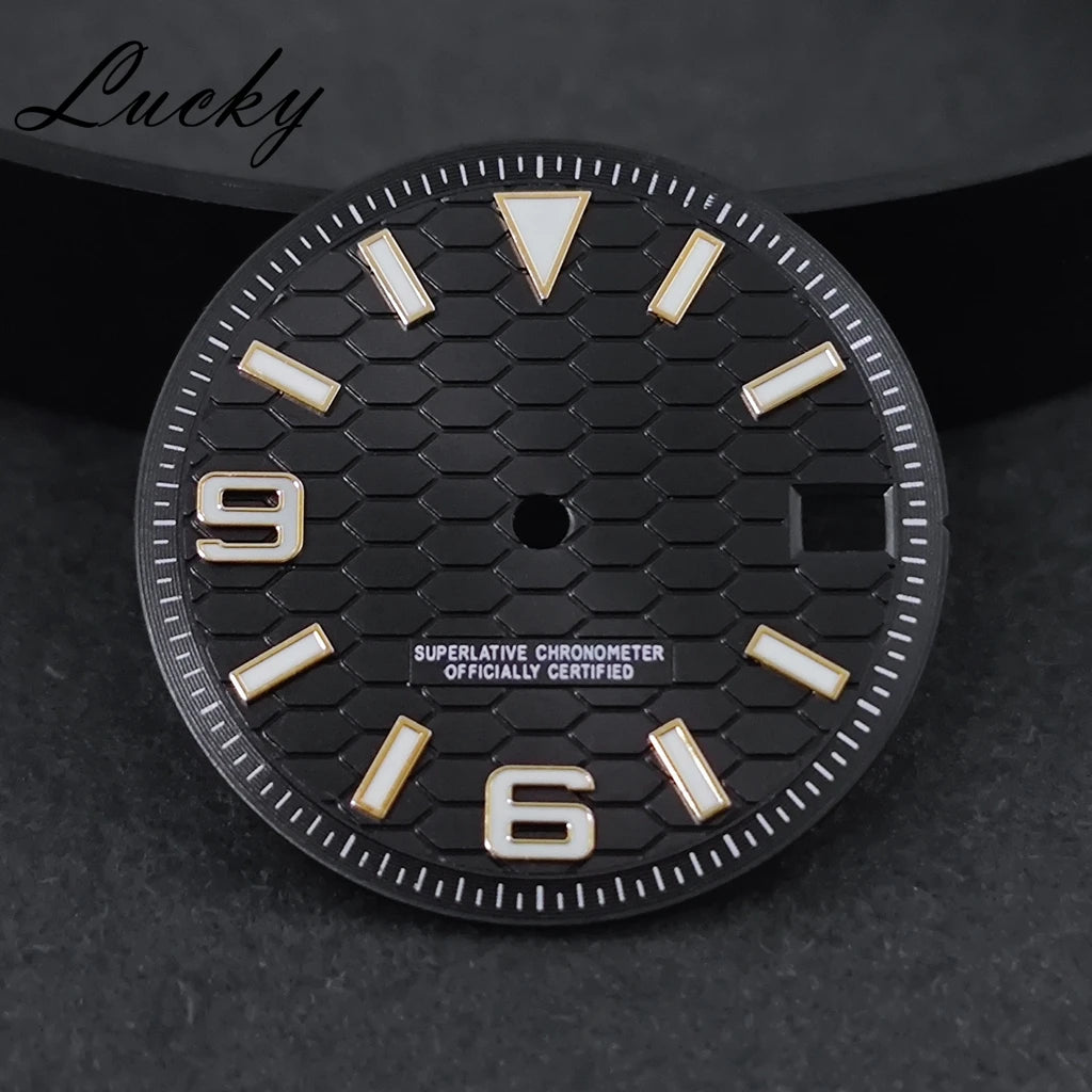 28.5mm Watch Dial Green Lume NH35
