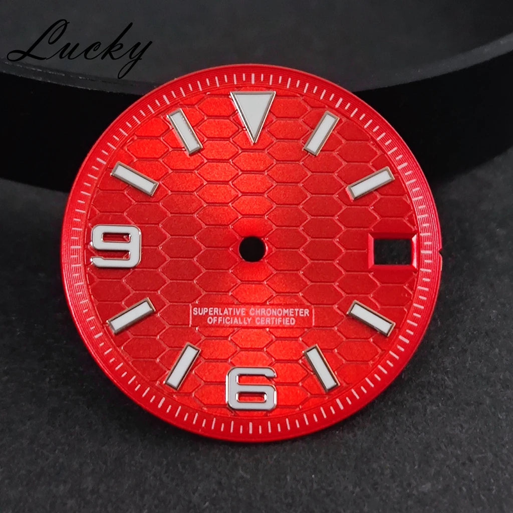 28.5mm Watch Dial Green Lume NH35