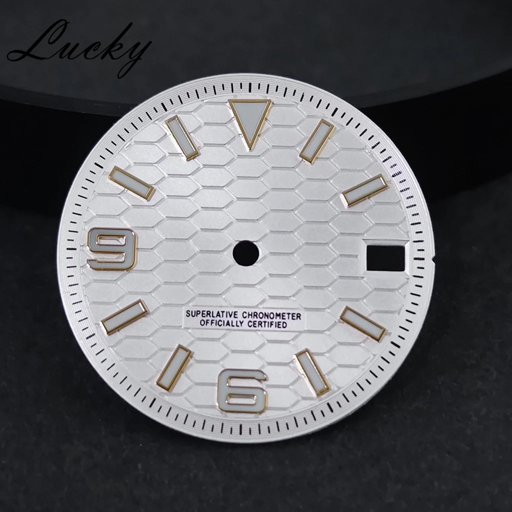 28.5mm Watch Dial Green Lume NH35