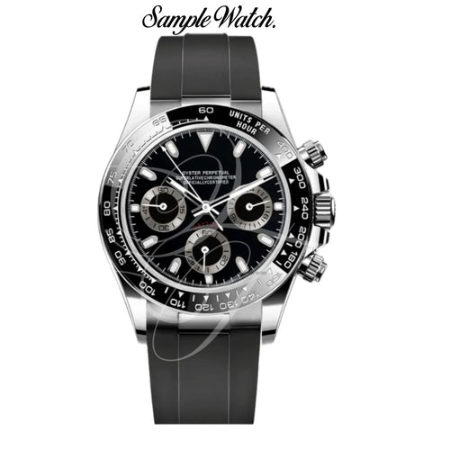 Seikona Case Black Band for VK63 Mod: Oyster Style Black Ceramic Bezel