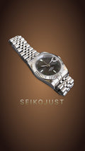 SEIKOJUST SUNBURST ROMAN GREY DIAL GREEN HANDS AUTOMATIC MOD